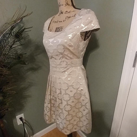 Tibi New York Gold Circle Cut-Out sheath Dress - Picture 3 of 8